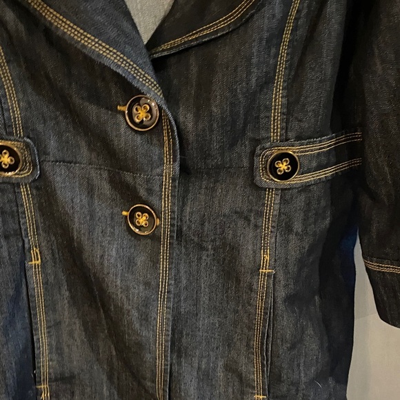 Baccini Dark Blue Denim Jacket with Gold Accents - Picture 5 of 7